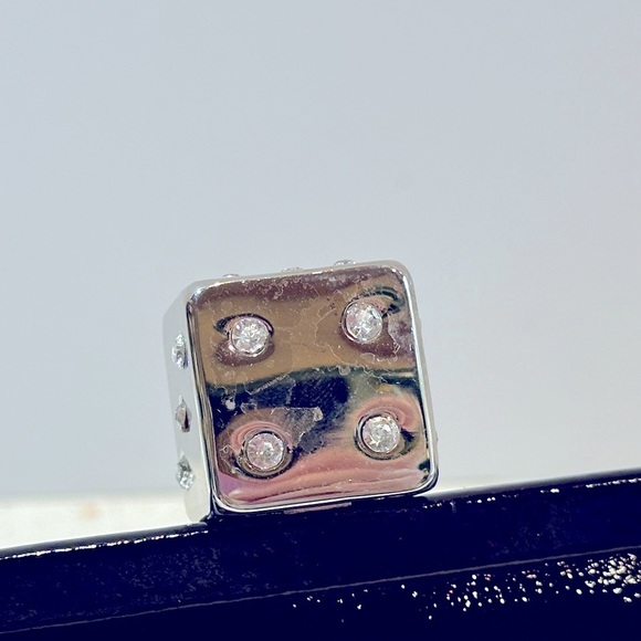 Vintage Betsey Johnson‎ Black Patent Leather Crystal DICE Clasp Clutch Purse - Picture 8 of 10